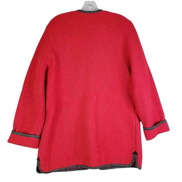 LL Bean Cardigan Coatigan Boiled Heavy Wool Metal Buttons Red Women’s Medium M - Picture 3 of 10